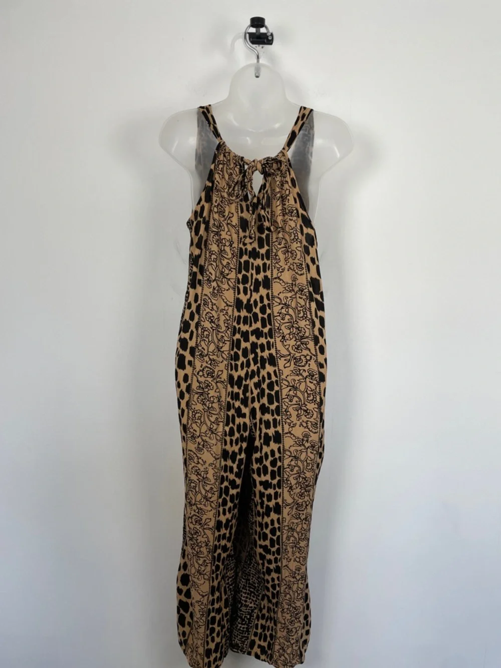 Zury Floral Leopard Print Women's O/S V-Neck Boho Sleeveless Lagenlook Jumpsuit - Picture 6 of 8
